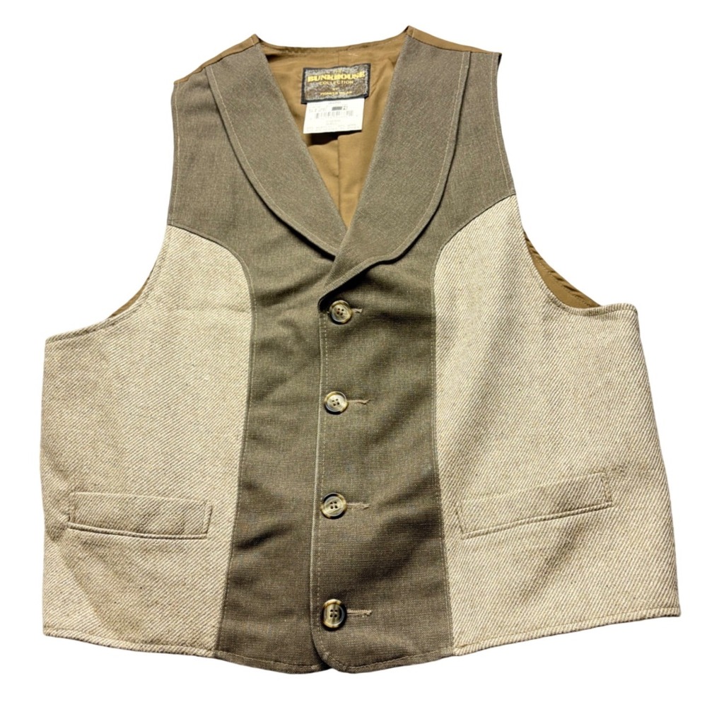 Bunkhouse Pioneer Wear Western Vest Mens M Brown Tan USA Made Wool Blend Cowboy